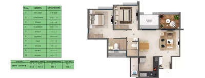 Shapoorji Pallonji Signia, 2 BHK-711 Sq.ft
