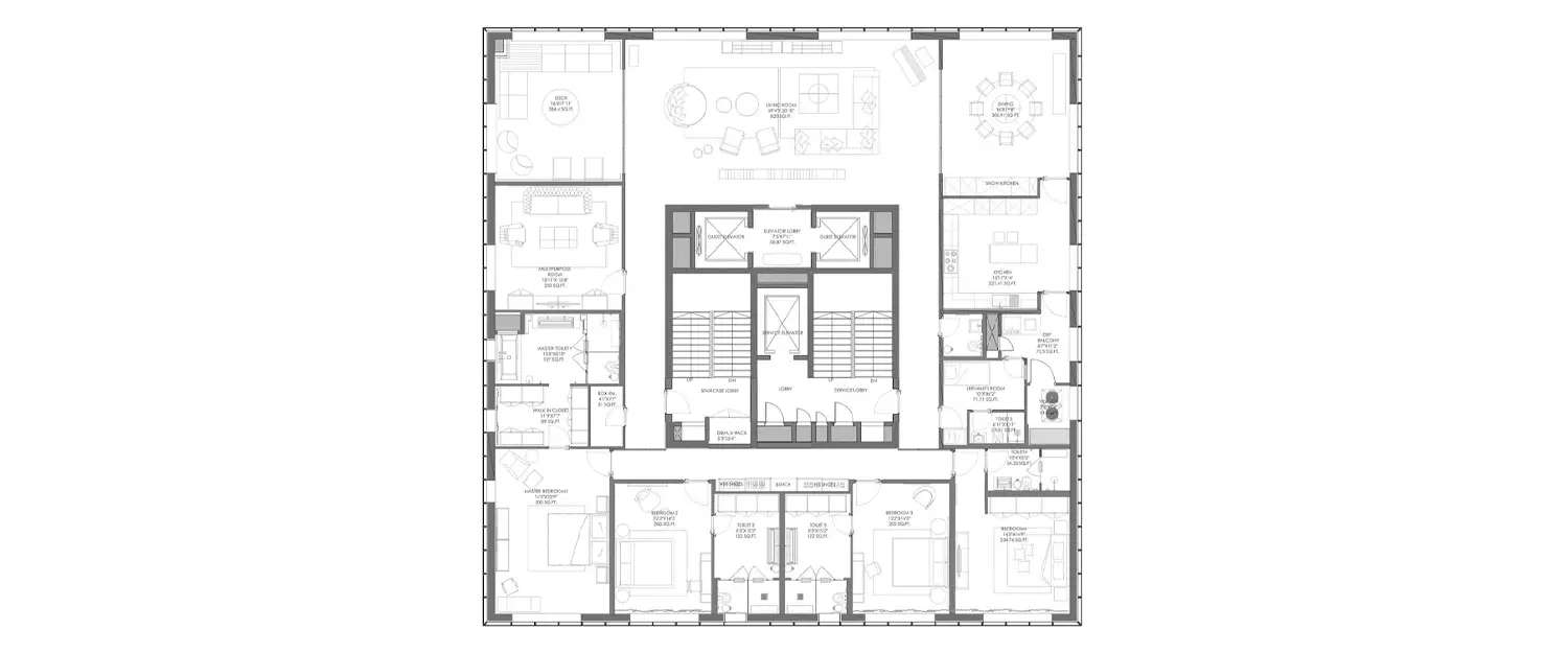Floor plan for 4 BHK