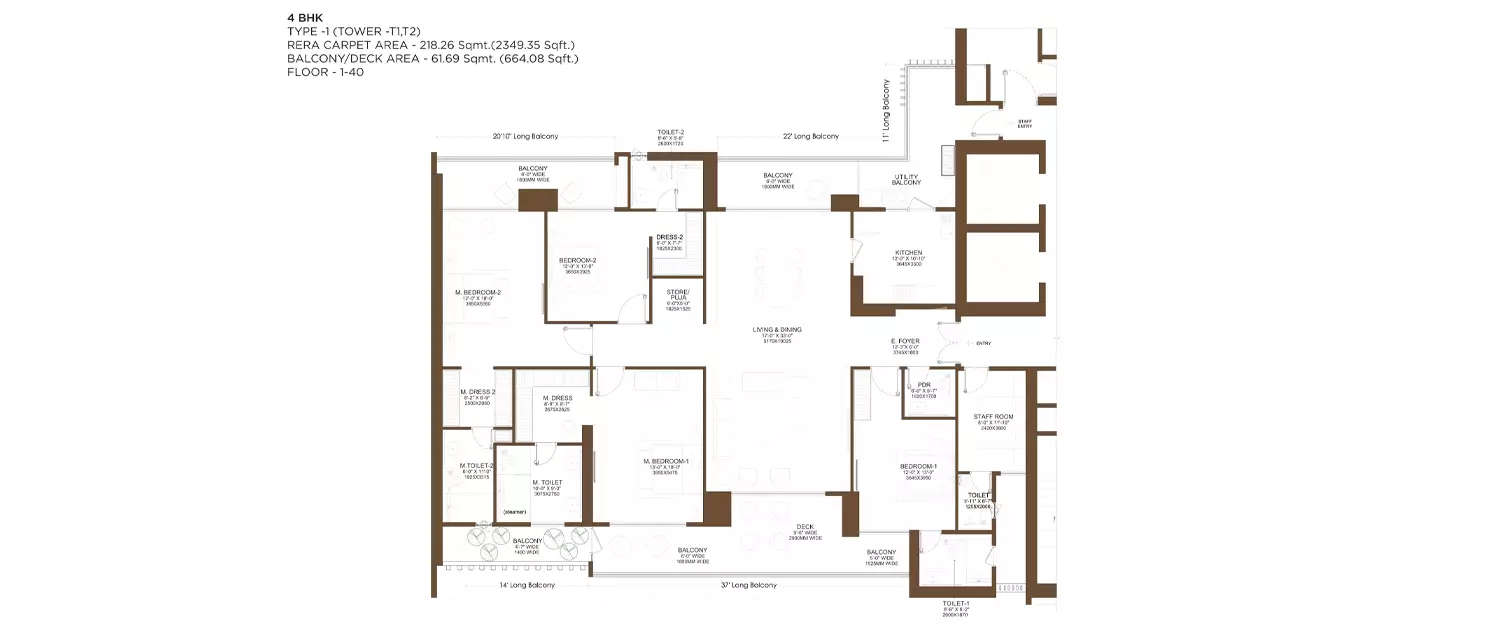 Floor plan for 4 BHK