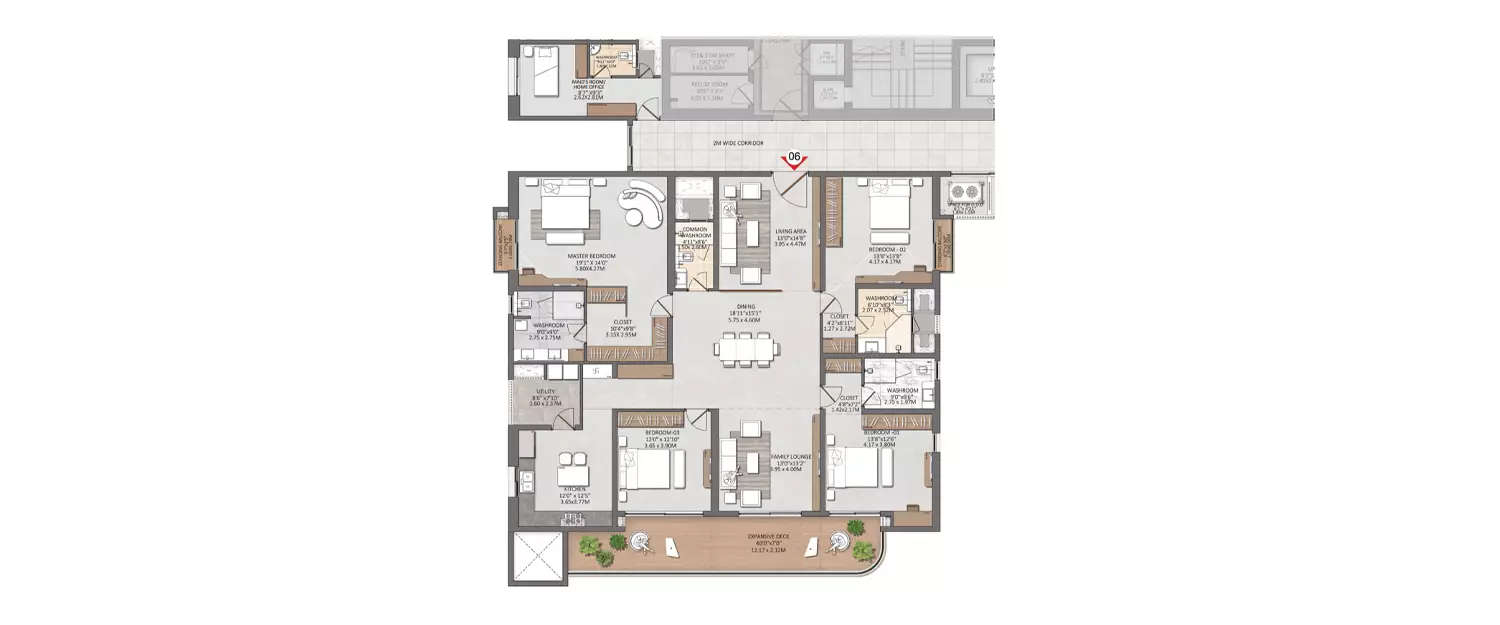 Floor plan for 4 BHK