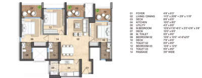 Lodha Lumis, 3 BHK-1162 Sq.ft
