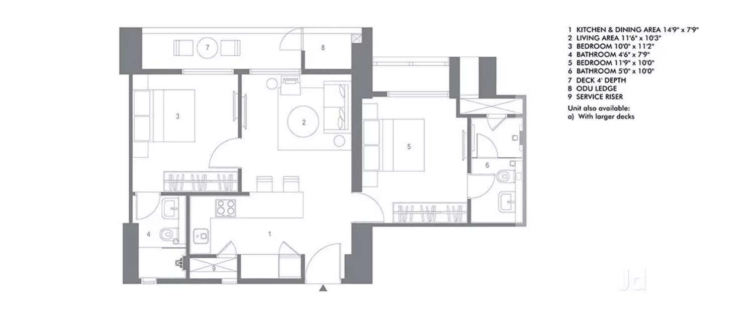 Floor plan for 2 BHK