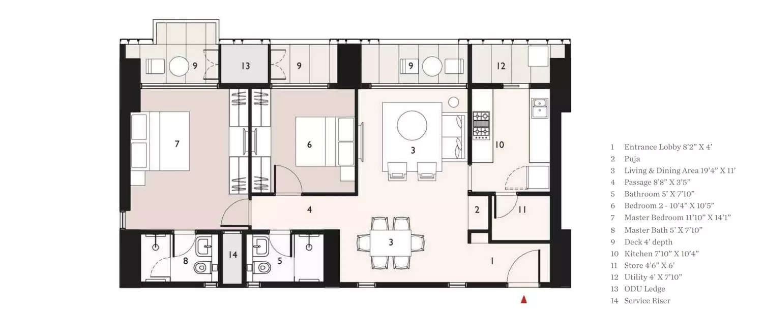 Floor plan for 2.5 BHK