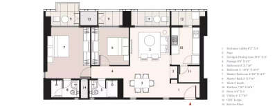 Lodha Dioro, 2.5 BHK-1100 Sq.ft