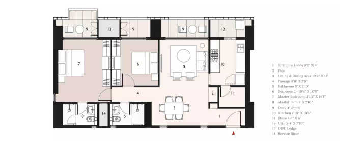 Lodha Dioro Wadala - Floor plan 2.5 BHK 1100 Sq.ft