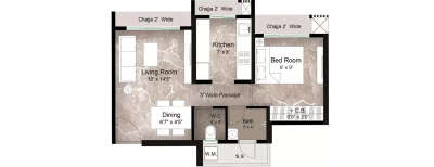 Satyam Queens Necklace, 1 BHK-443 Sq.ft