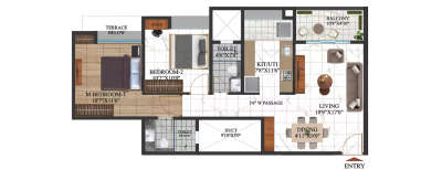 Shriram The Spectrum, 2 BHK-758 Sq.ft