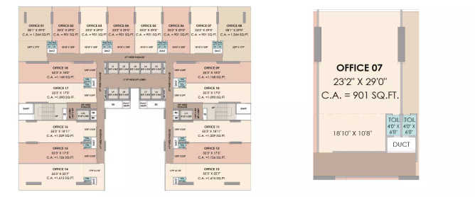 Greenscape Cyber Square Nerul - Floor plan Commercial Office 901 Sq.ft
