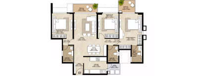 Mahindra Quad, 3 BHK-1158 Sq.ft