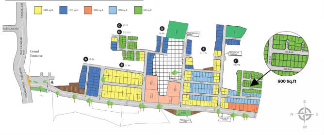 TVH Titanium City Vandalur - Floor plan Plot 600 Sq.ft