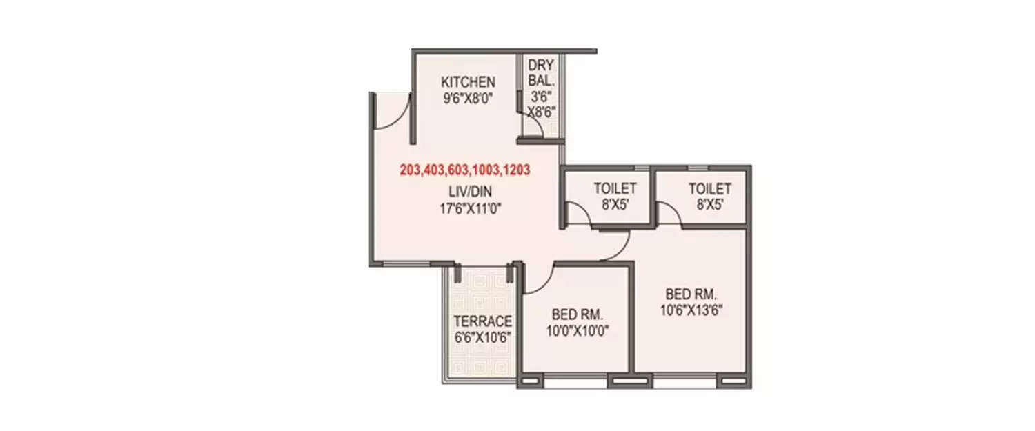 Floor plan for 2 BHK