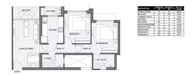Sheth Edmont, 2 BHK-761 Sq.ft