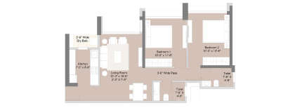 Sunteck Sky Park, 2 BHK-665 Sq.ft