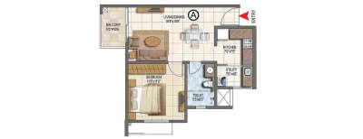 Prestige Lake Ridge, 1 BHK-457 Sq.ft