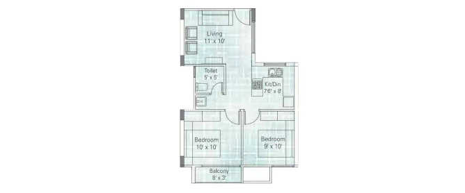 Appaswamy Platina Porur - Floor plan 2 BHK 650 Sq.ft