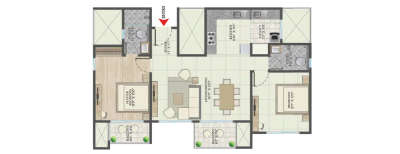 Abhee Aaria, 2 BHK-1320 Sq.ft