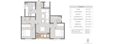 Purva Windermere, 2 BHK-902 Sq.ft