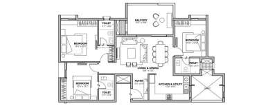 63 Degree East, 3 BHK-1403 Sq.ft