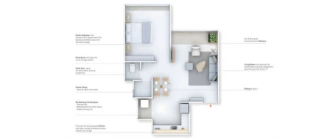 Skyi Aria Heights Bhugaon - Floor plan 1 BHK 384 Sq.ft