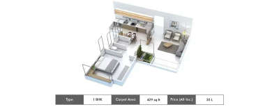 Skyi Manas Lake, 1 BHK-429 Sq.ft
