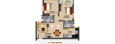 GP Peach Blossom, 2 BHK-750 Sq.ft