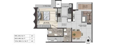 GHP Suncity, 1 BHK-444 Sq.ft