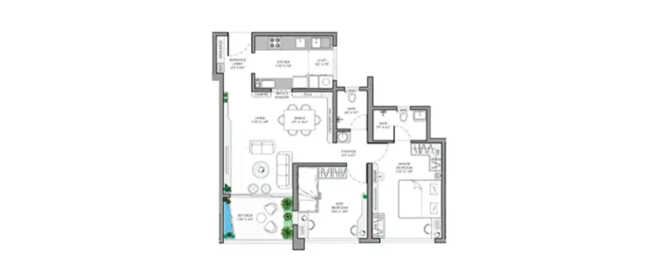 VJ Palladio Kharadi Central Kharadi - Floor plan 3 BHK 1083 Sq.ft
