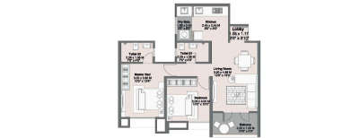 Kohinoor Riverdale, 2 BHK-697 Sq.ft