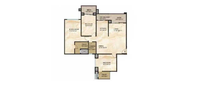 Kolte Patil 24K Glamore Undri - Floor plan 3 BHK 1745 Sq.ft
