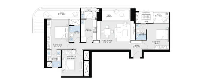 BPTP GAIA Residences Sector 102 Gurgaon - Floor plan 3 BHK 2084 Sq.ft