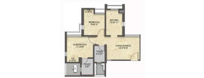 Raymond Eden, 2 BHK-595 Sq.ft