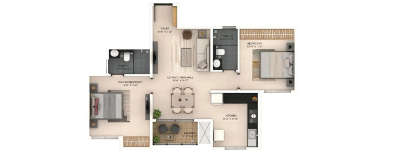 Provident Botanico, 2 BHK-986 Sq.ft