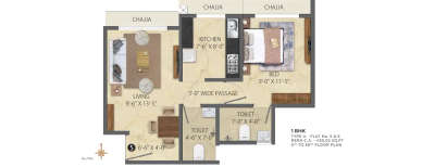 Vihang Luxuria, 1 BHK-430 Sq.ft