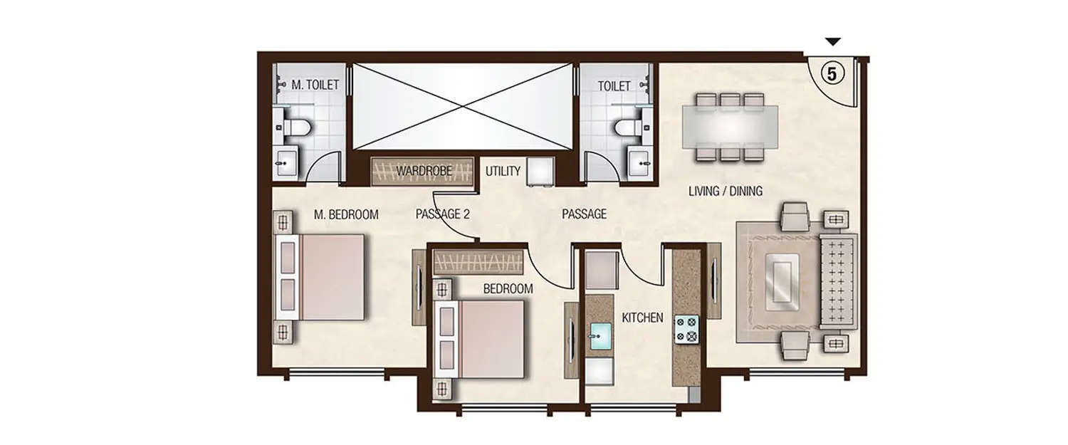 Floor plan for 2 BHK