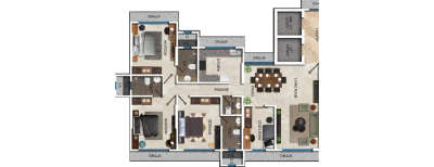Ekta Crest, 3 BHK-1250 Sq.ft