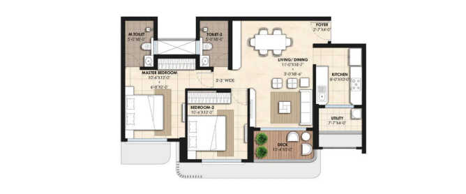 Lodha Panache Hinjewadi - Floor plan 2 BHK 834 Sq.ft