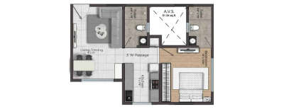 Passcode Wings Of Life, 1 BHK-409 Sq.ft