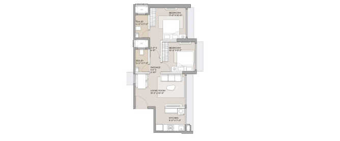 Arkade Aspire Goregaon - Floor plan 2 BHK 537 Sq.ft
