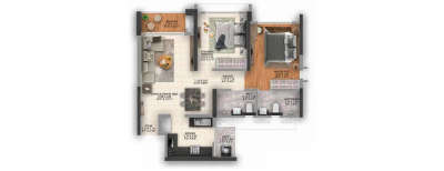 Geras Joy on the Treetops, 2 BHK-753 Sq.ft