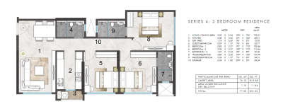 Rustomjee Aden, 3 BHK-832 Sq.ft
