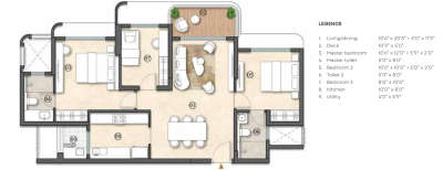 Lodha Altus, 3 BHK-889 Sq.ft