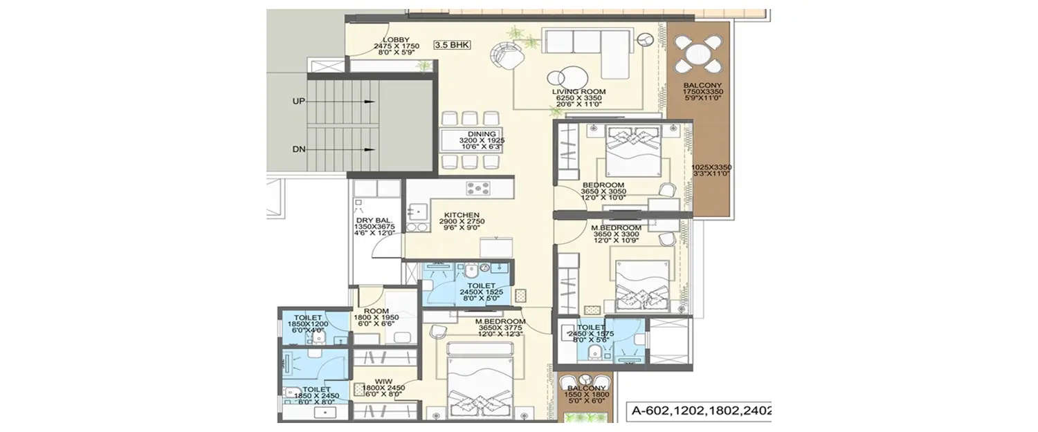 Floor plan for 3.5 BHK