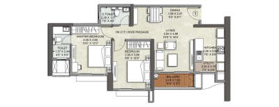 Kalpataru Srishti, 2 BHK-645 Sq.ft