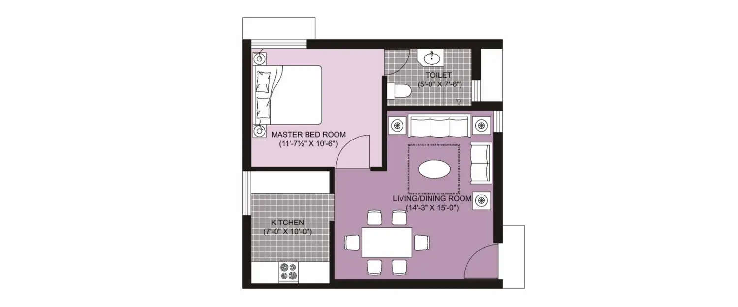 1 BHK Apartment 622 Sq.ft