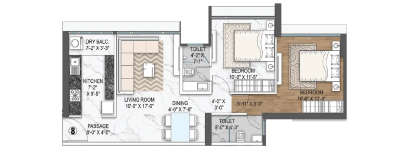 Atul Hill Front, 2 BHK-691 Sq.ft