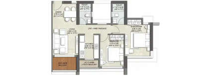 Kalpataru Paramount Oleander, 2 BHK-711 Sq.ft