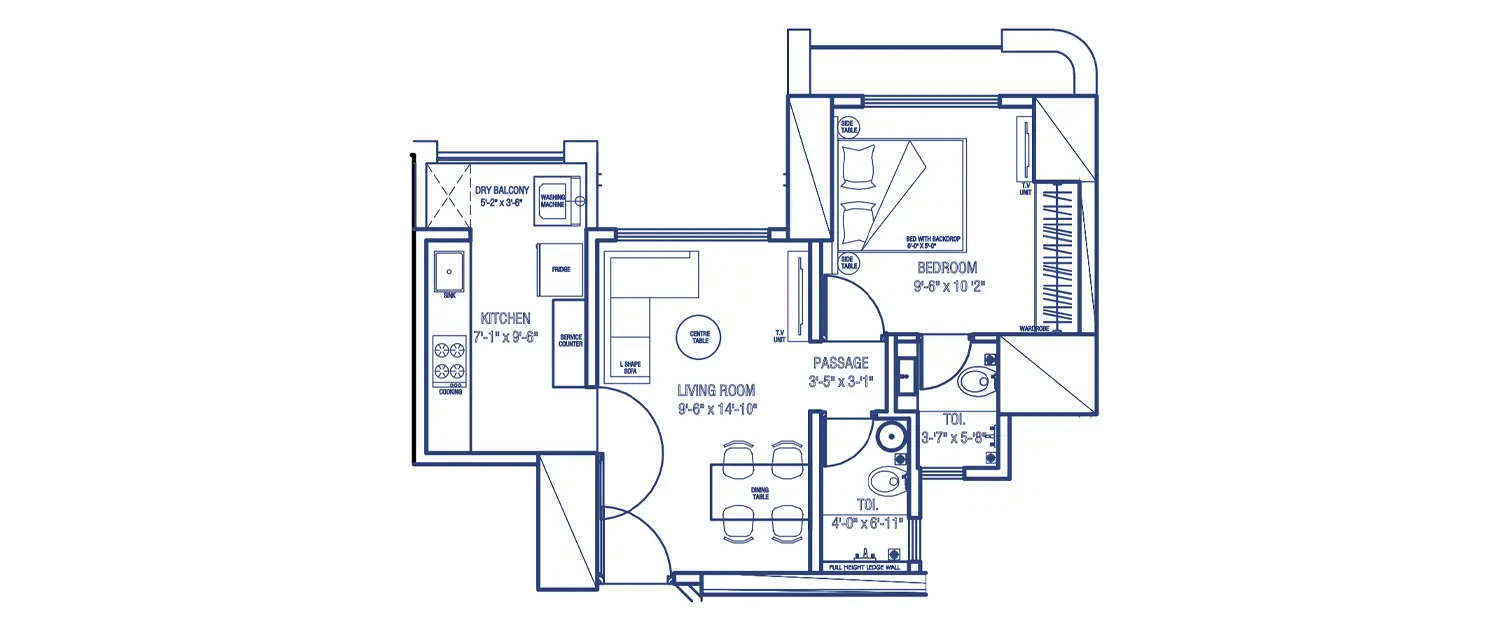 Floor plan for 1 BHK