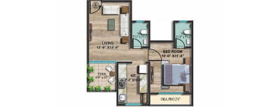 Tharwani Millennium City, 1 BHK-655 Sq.ft