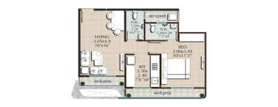 JVM Corner Stone, 1 BHK-434 Sq.ft