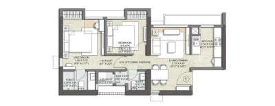 Kalpataru Expansia, 2 BHK-527 Sq.ft